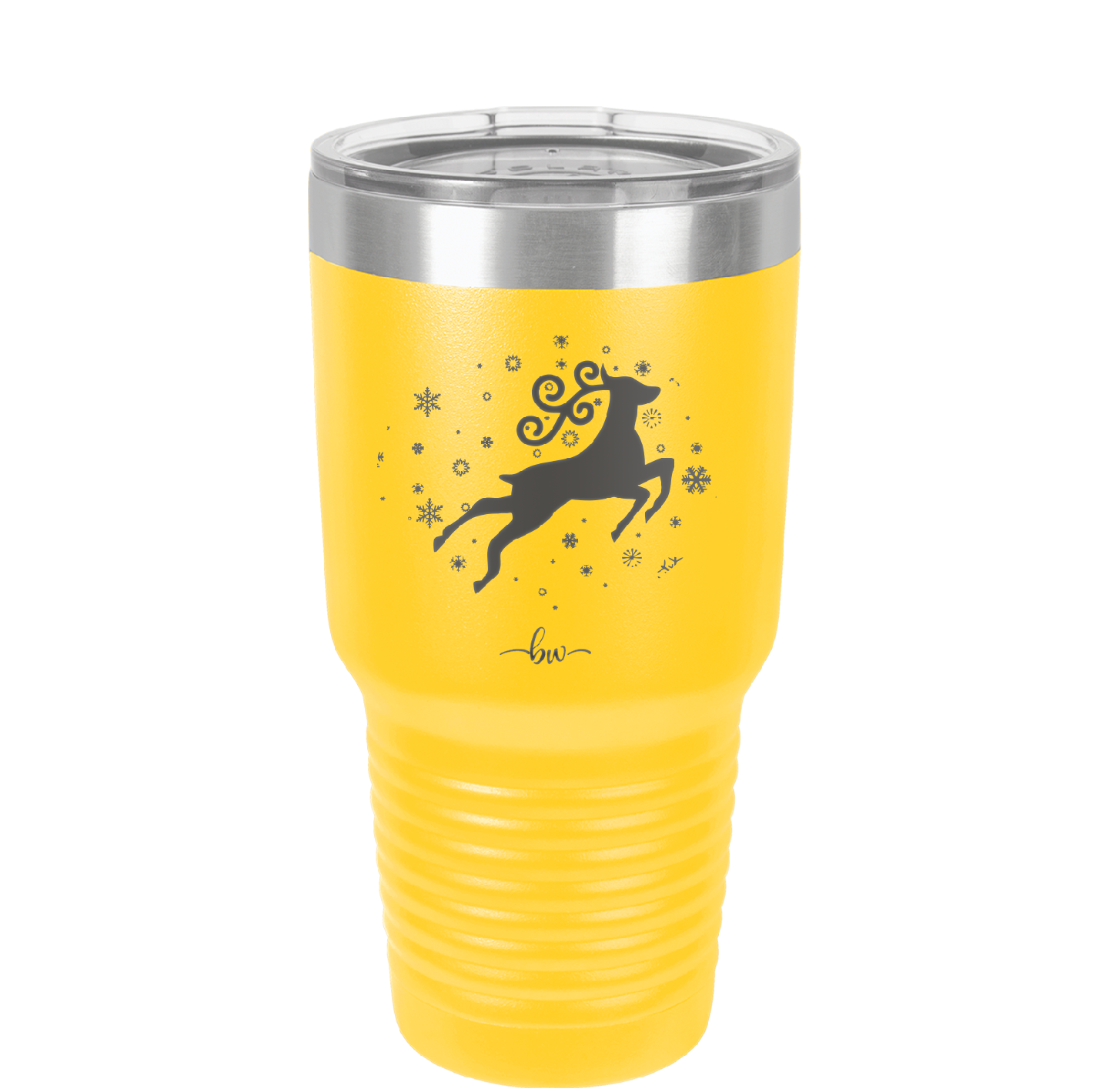 Flying Reindeer with Snowflakes Christmas - Laser Engraved Stainless Steel Drinkware - 1224 -