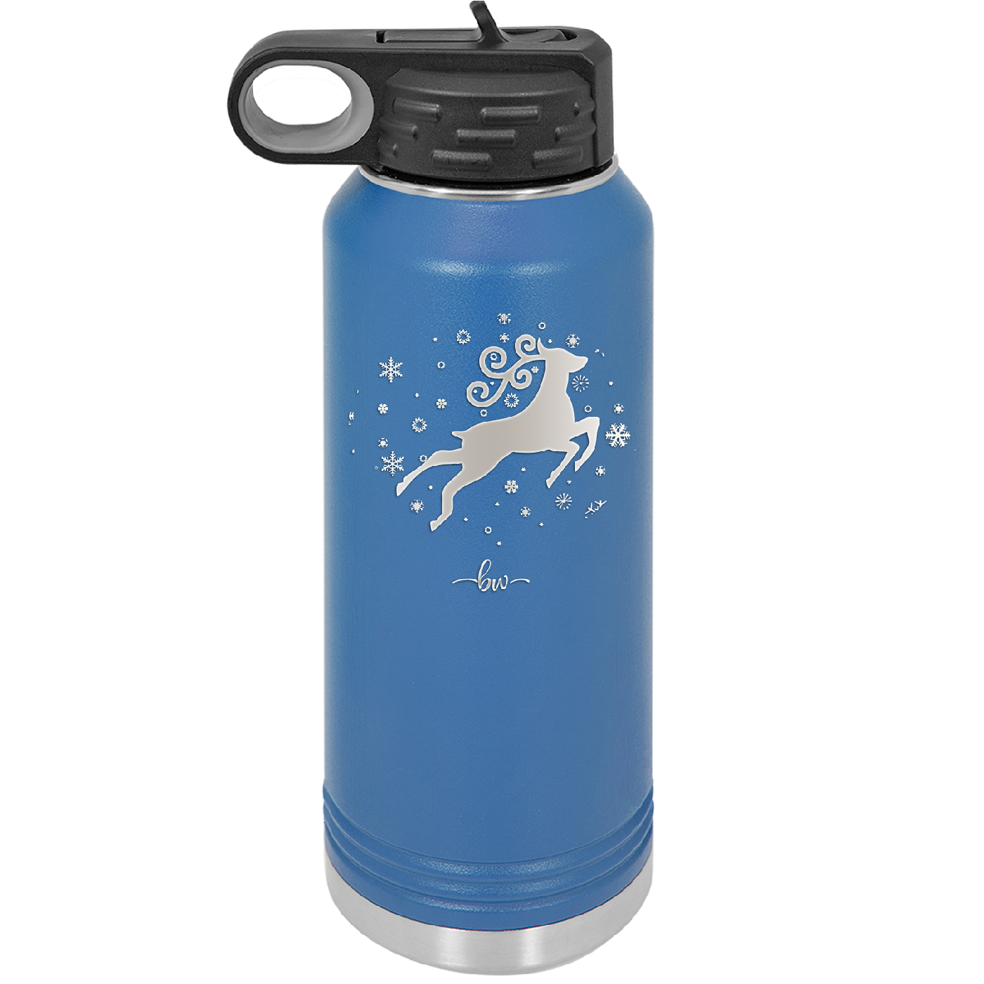 Flying Reindeer with Snowflakes Christmas - Laser Engraved Stainless Steel Drinkware - 1224 -
