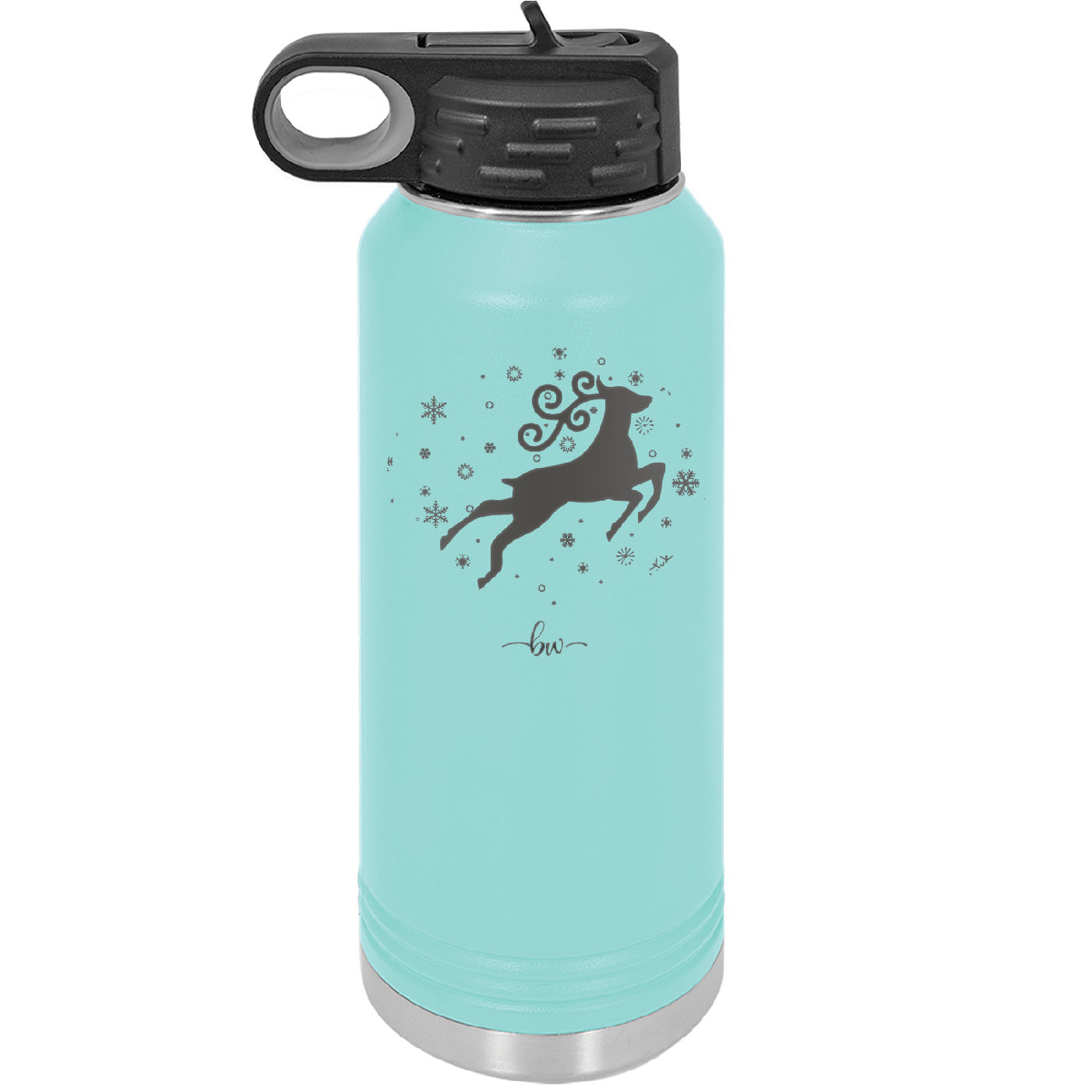 Flying Reindeer with Snowflakes Christmas - Laser Engraved Stainless Steel Drinkware - 1224 -