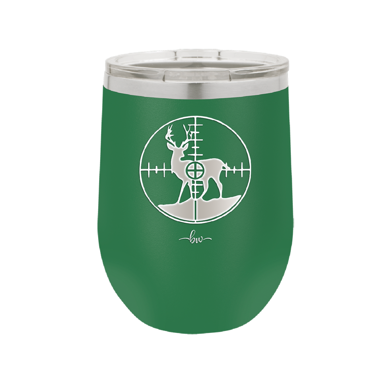 Deer in Crosshair Bullseye Buck Hunter - Laser Engraved Stainless Steel Drinkware - 1246 -