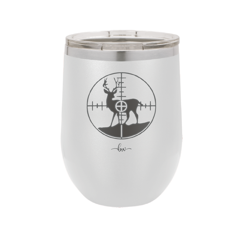 Deer in Crosshair Bullseye Buck Hunter - Laser Engraved Stainless Steel Drinkware - 1246 -