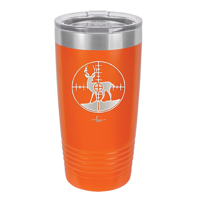 Deer in Crosshair Bullseye Buck Hunter - Laser Engraved Stainless Steel Drinkware - 1246 -