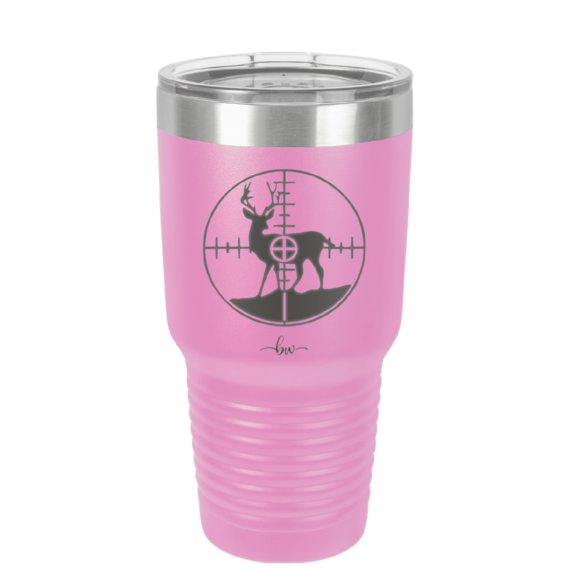 Deer in Crosshair Bullseye Buck Hunter - Laser Engraved Stainless Steel Drinkware - 1246 -