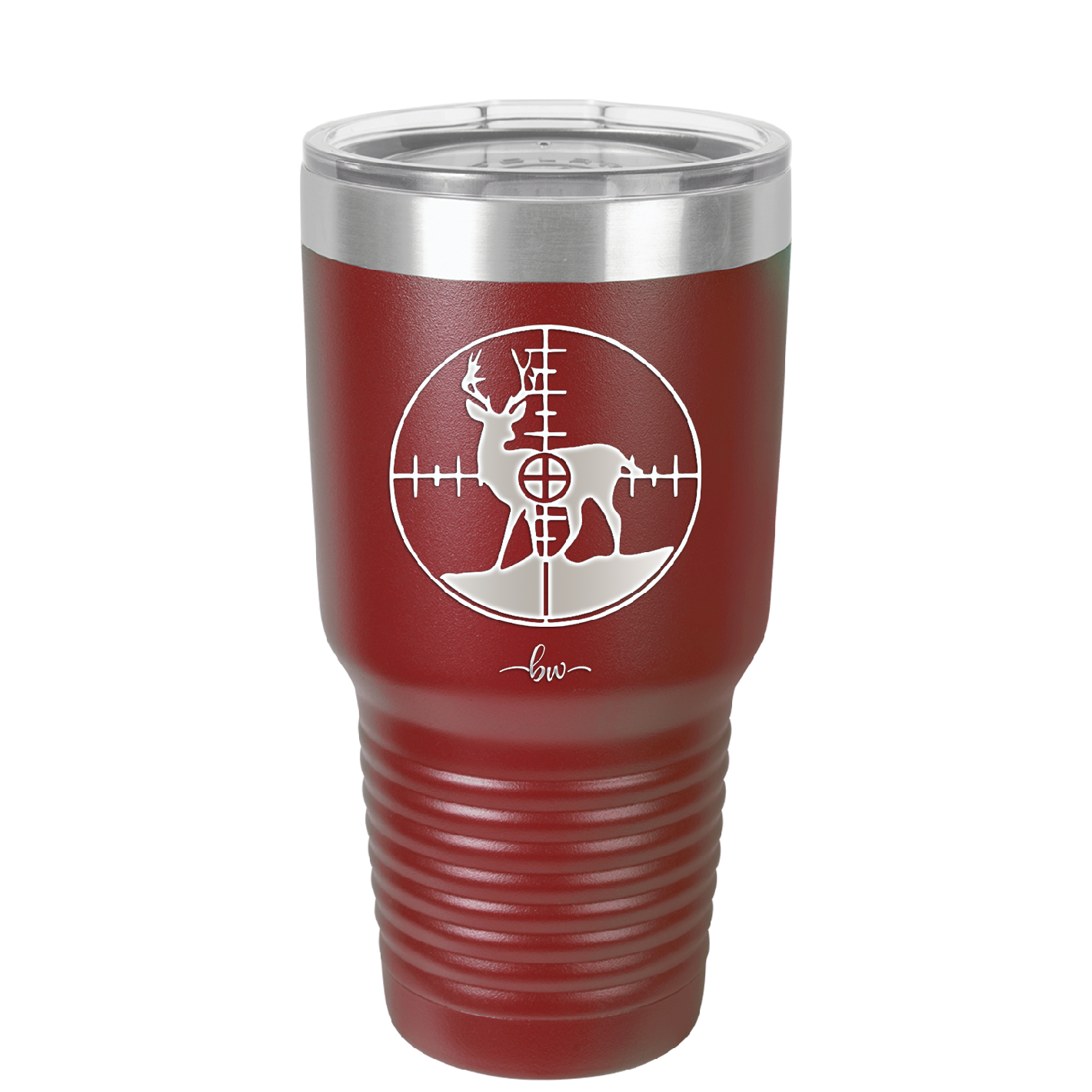 Deer in Crosshair Bullseye Buck Hunter - Laser Engraved Stainless Steel Drinkware - 1246 -
