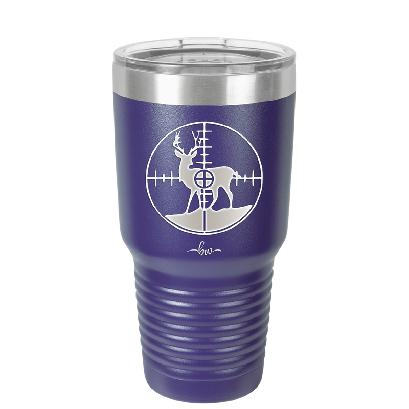 Deer in Crosshair Bullseye Buck Hunter - Laser Engraved Stainless Steel Drinkware - 1246 -