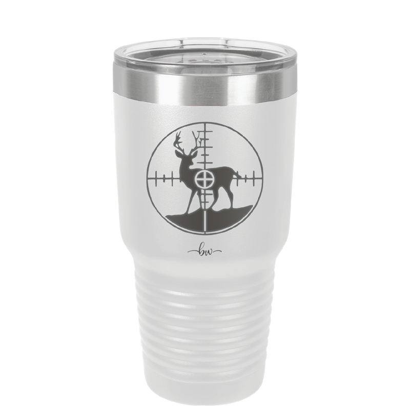 Deer in Crosshair Bullseye Buck Hunter - Laser Engraved Stainless Steel Drinkware - 1246 -