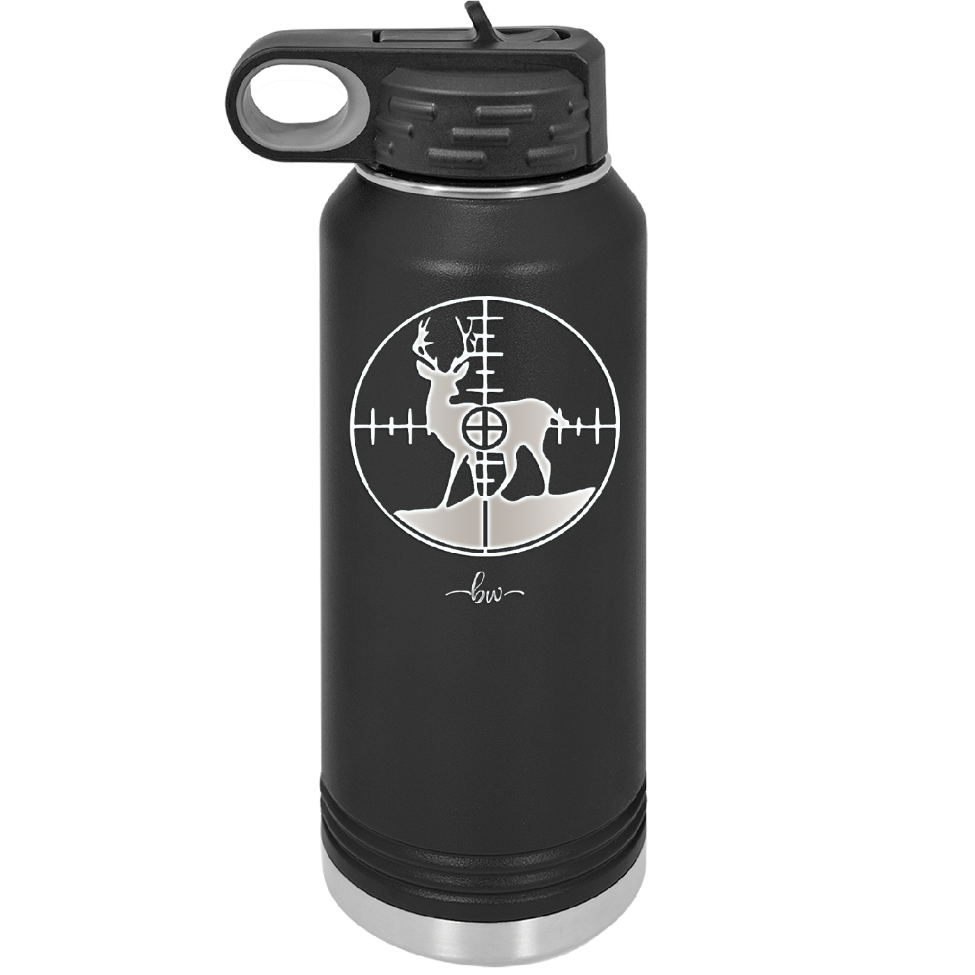 Deer in Crosshair Bullseye Buck Hunter - Laser Engraved Stainless Steel Drinkware - 1246 -