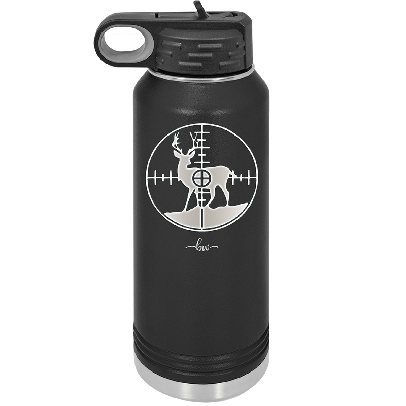 Deer in Crosshair Bullseye Buck Hunter - Laser Engraved Stainless Steel Drinkware - 1246 -