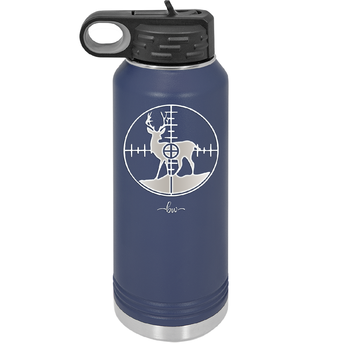 Deer in Crosshair Bullseye Buck Hunter - Laser Engraved Stainless Steel Drinkware - 1246 -