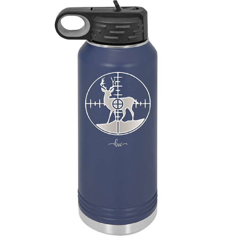 Deer in Crosshair Bullseye Buck Hunter - Laser Engraved Stainless Steel Drinkware - 1246 -