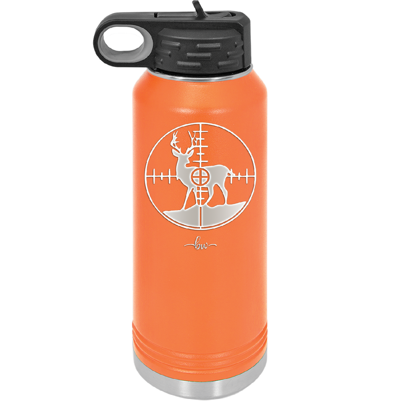 Deer in Crosshair Bullseye Buck Hunter - Laser Engraved Stainless Steel Drinkware - 1246 -