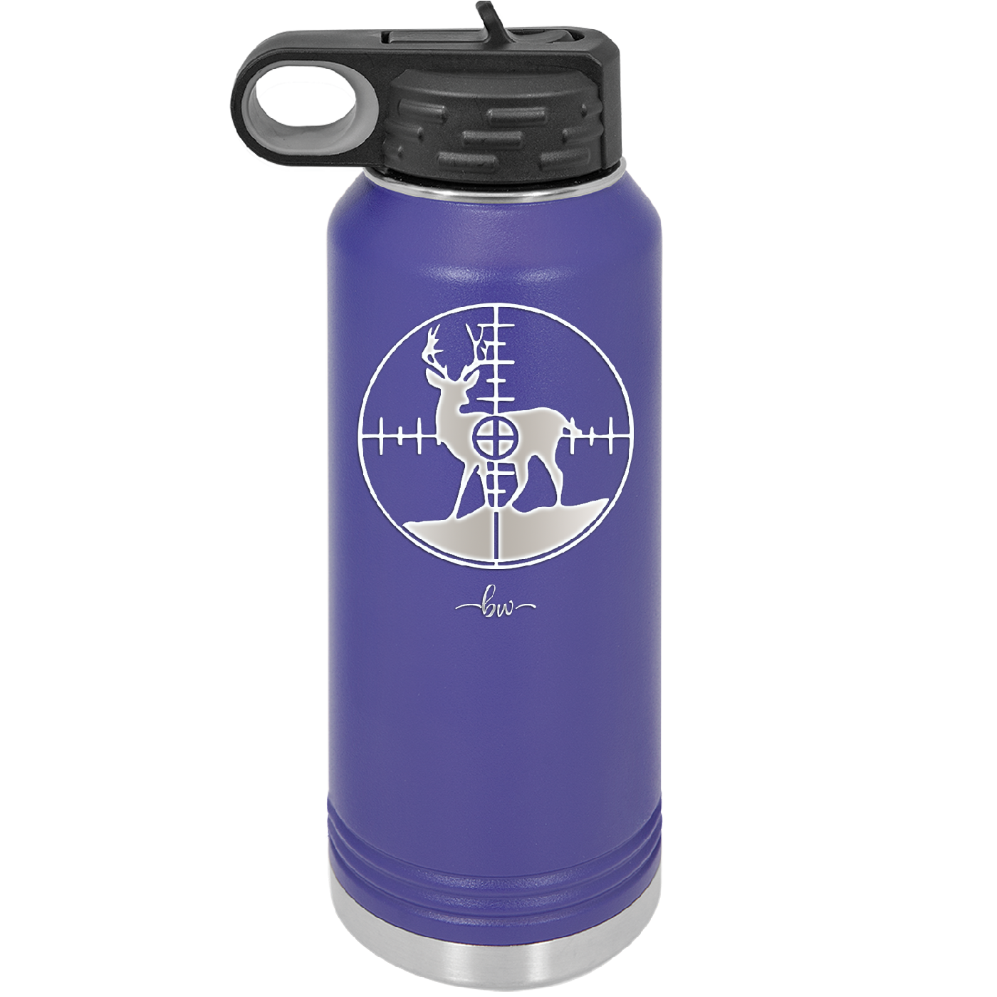 Deer in Crosshair Bullseye Buck Hunter - Laser Engraved Stainless Steel Drinkware - 1246 -