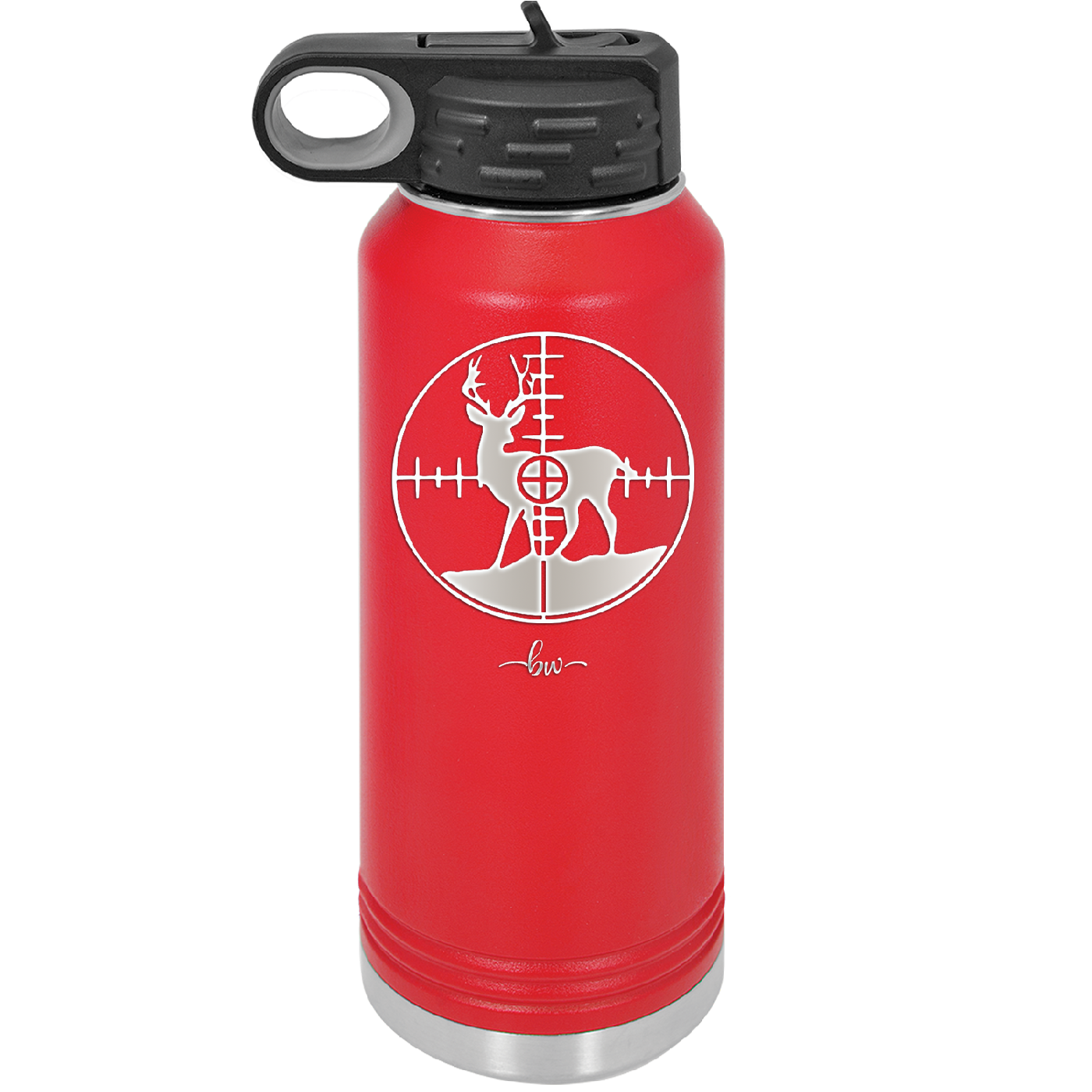 Deer in Crosshair Bullseye Buck Hunter - Laser Engraved Stainless Steel Drinkware - 1246 -