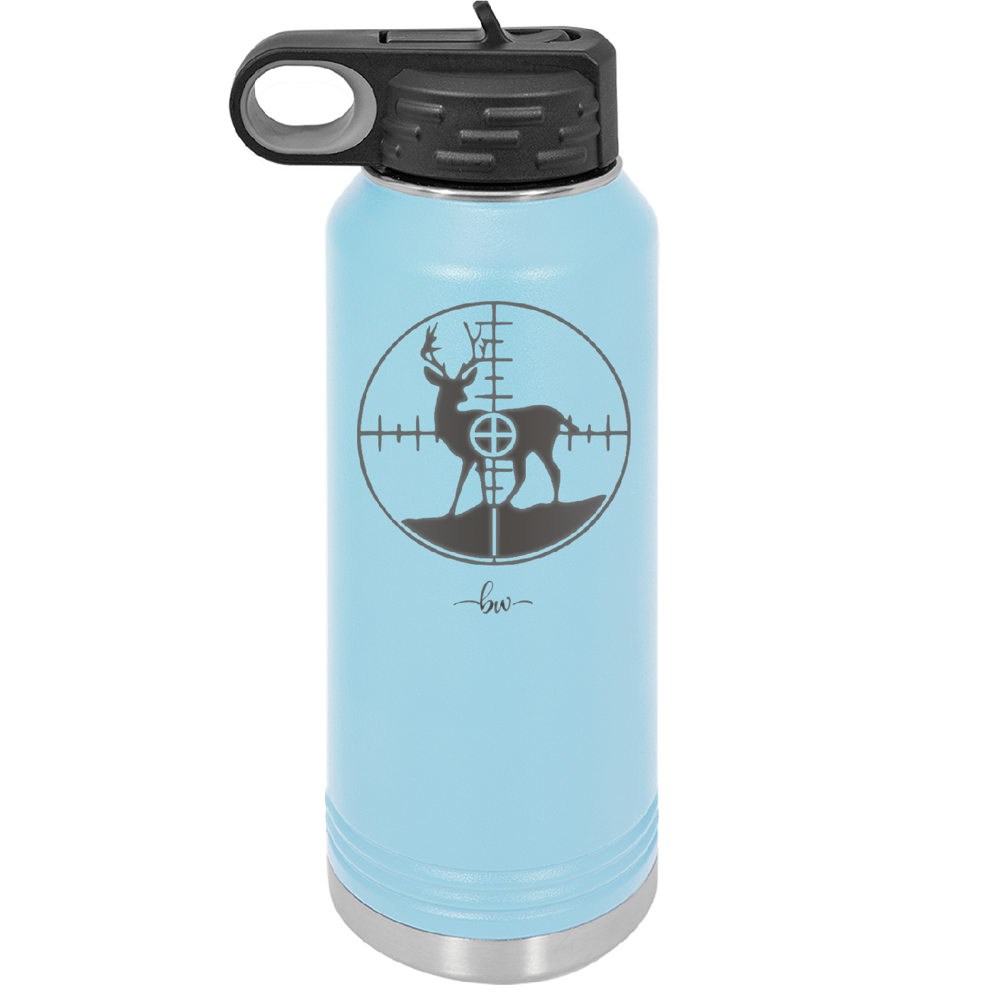 Deer in Crosshair Bullseye Buck Hunter - Laser Engraved Stainless Steel Drinkware - 1246 -