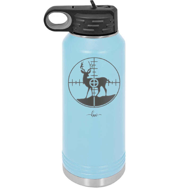 Deer in Crosshair Bullseye Buck Hunter - Laser Engraved Stainless Steel Drinkware - 1246 -