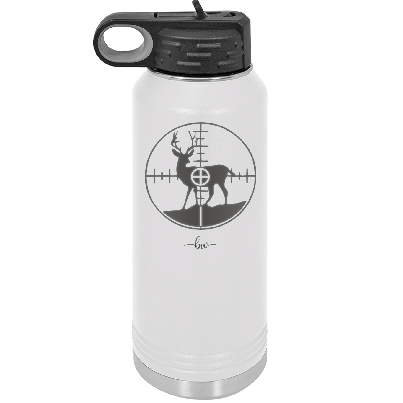 Deer in Crosshair Bullseye Buck Hunter - Laser Engraved Stainless Steel Drinkware - 1246 -