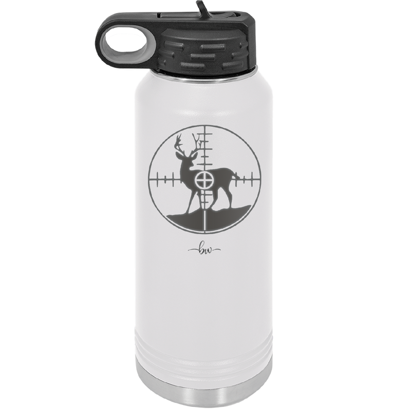Deer in Crosshair Bullseye Buck Hunter - Laser Engraved Stainless Steel Drinkware - 1246 -