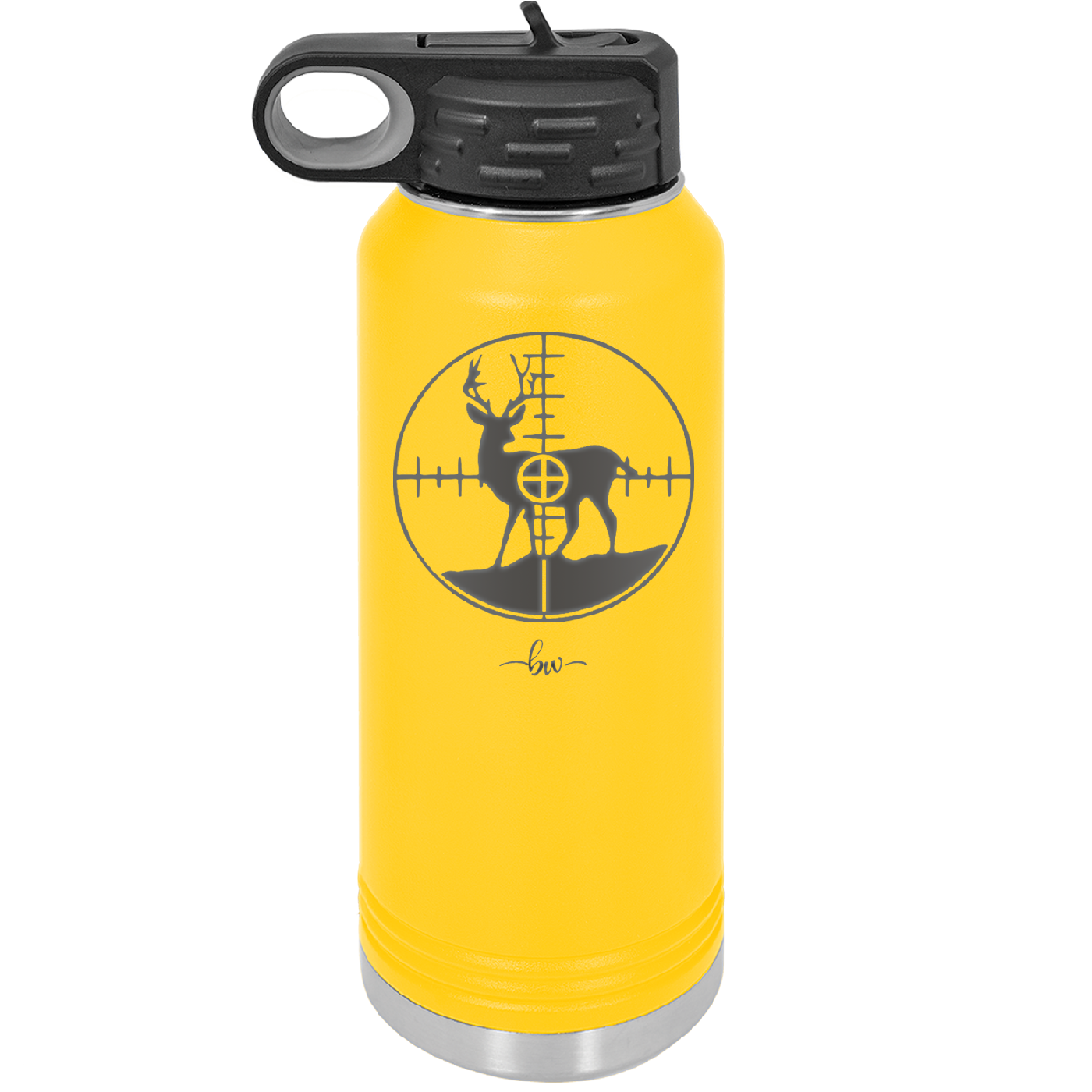 Deer in Crosshair Bullseye Buck Hunter - Laser Engraved Stainless Steel Drinkware - 1246 -
