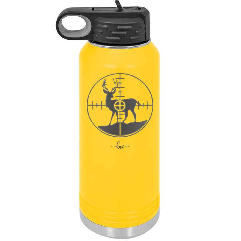 Deer in Crosshair Bullseye Buck Hunter - Laser Engraved Stainless Steel Drinkware - 1246 -