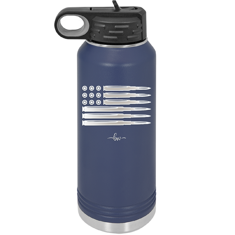 Bullet Flag - Laser Engraved Stainless Steel Drinkware - 1253 -