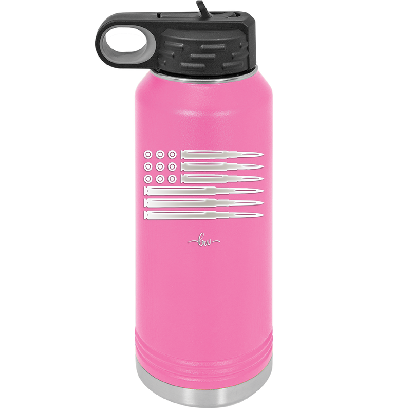 Bullet Flag - Laser Engraved Stainless Steel Drinkware - 1253 -