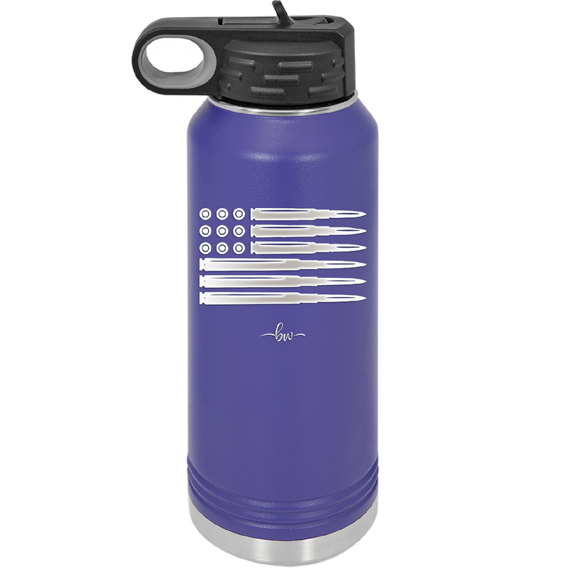 Bullet Flag - Laser Engraved Stainless Steel Drinkware - 1253 -
