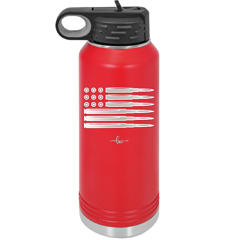 Bullet Flag - Laser Engraved Stainless Steel Drinkware - 1253 -