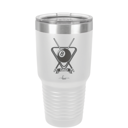 Billiard Triangle Cues Pool Dad - Laser Engraved Stainless Steel Drinkware - 1254 -