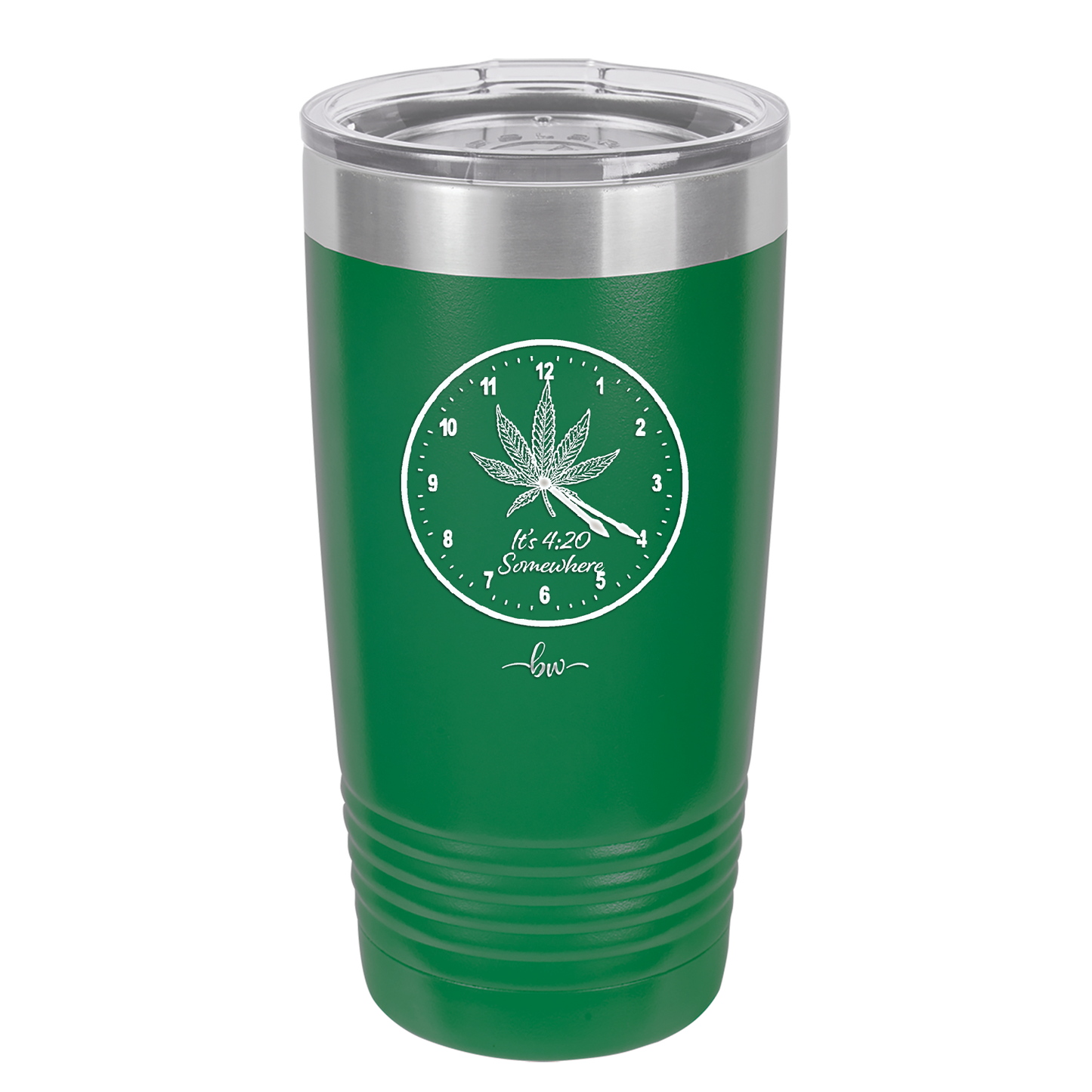 It's 420 Somewhere with Clock - Laser Engraved Stainless Steel Drinkware - 1282 -