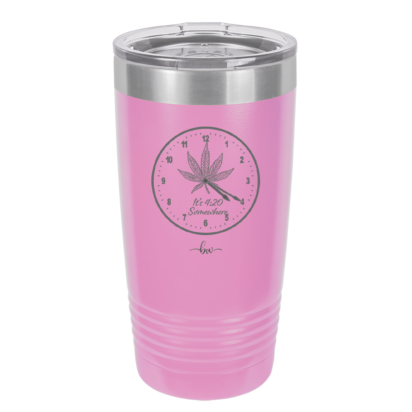It's 420 Somewhere with Clock - Laser Engraved Stainless Steel Drinkware - 1282 -
