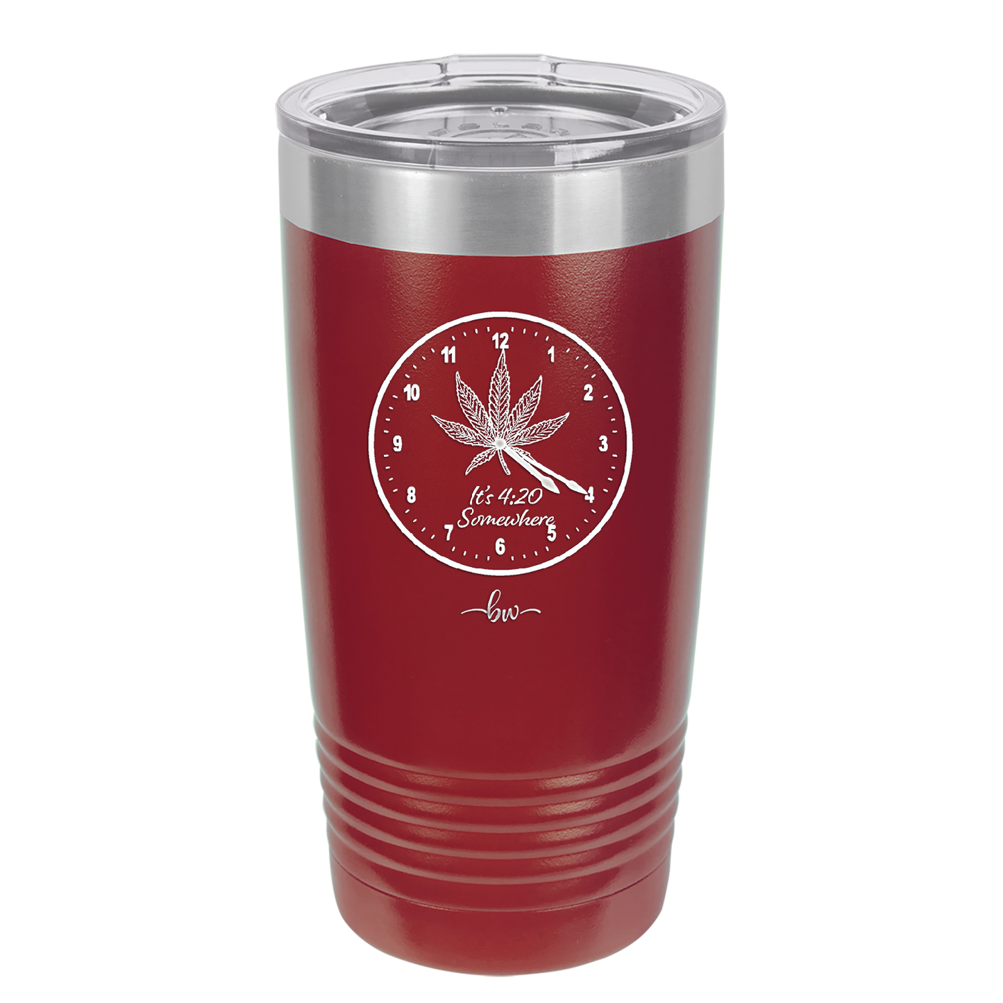 It's 420 Somewhere with Clock - Laser Engraved Stainless Steel Drinkware - 1282 -