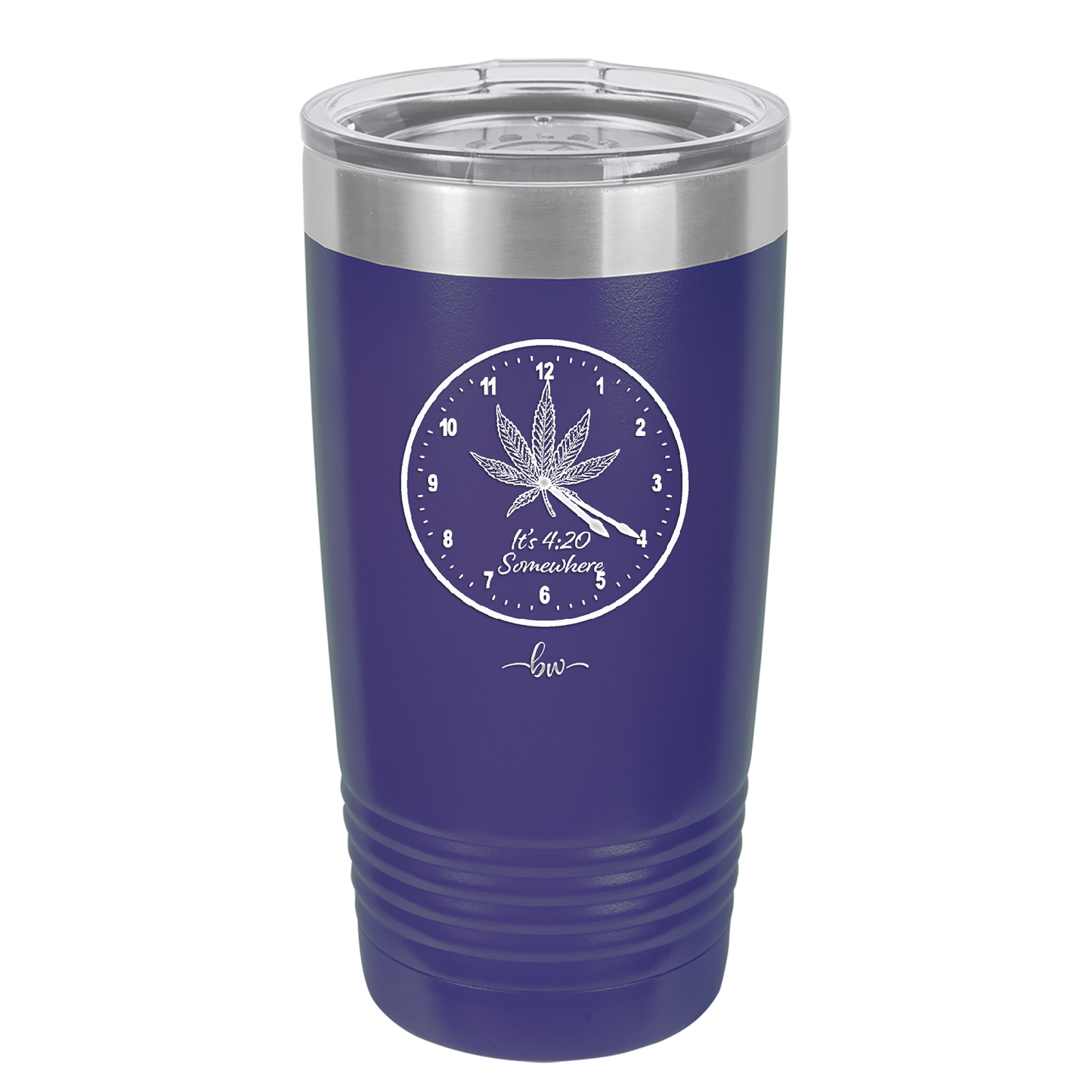It's 420 Somewhere with Clock - Laser Engraved Stainless Steel Drinkware - 1282 -