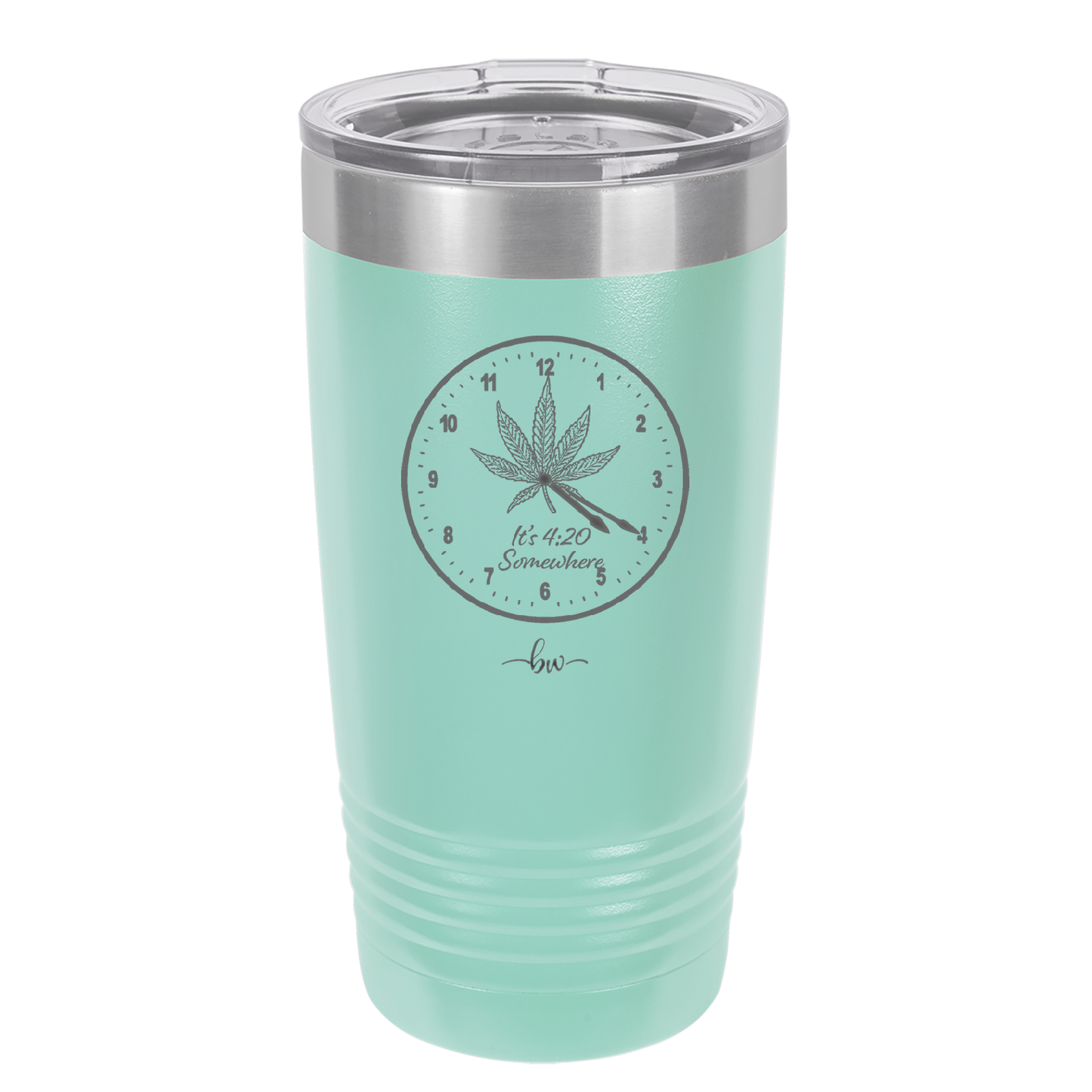 It's 420 Somewhere with Clock - Laser Engraved Stainless Steel Drinkware - 1282 -