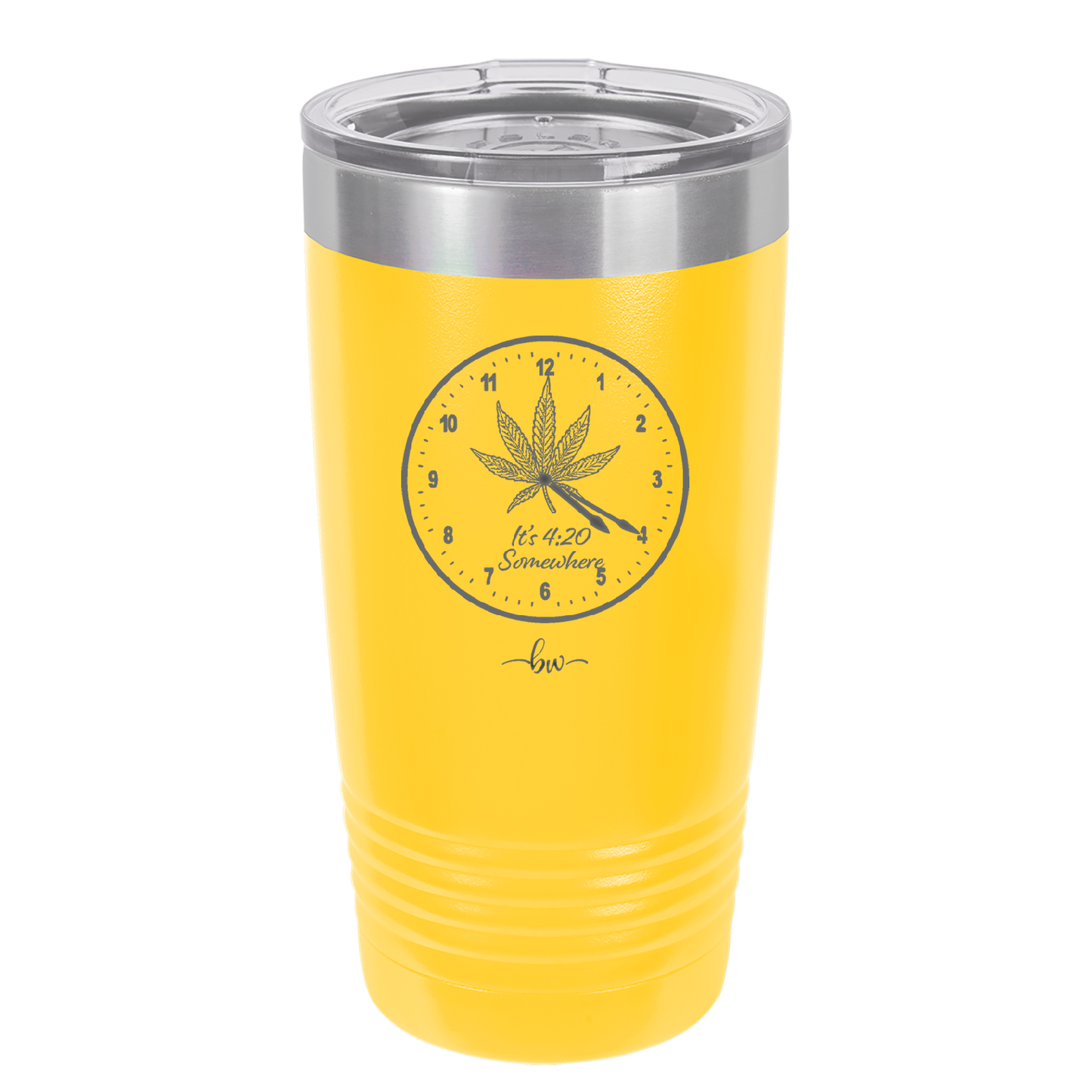 It's 420 Somewhere with Clock - Laser Engraved Stainless Steel Drinkware - 1282 -