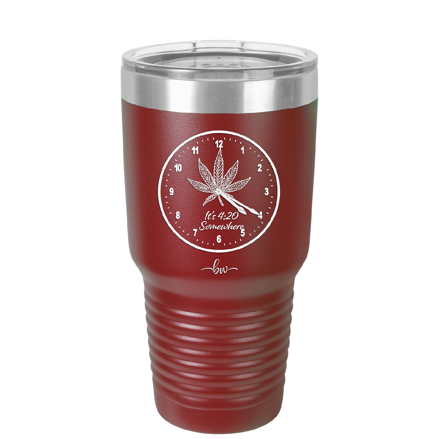 It's 420 Somewhere with Clock - Laser Engraved Stainless Steel Drinkware - 1282 -