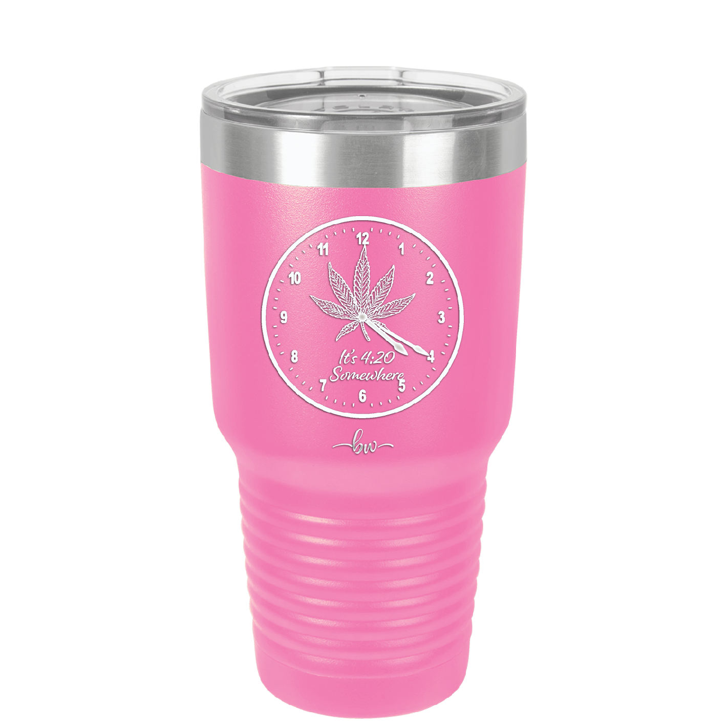 It's 420 Somewhere with Clock - Laser Engraved Stainless Steel Drinkware - 1282 -