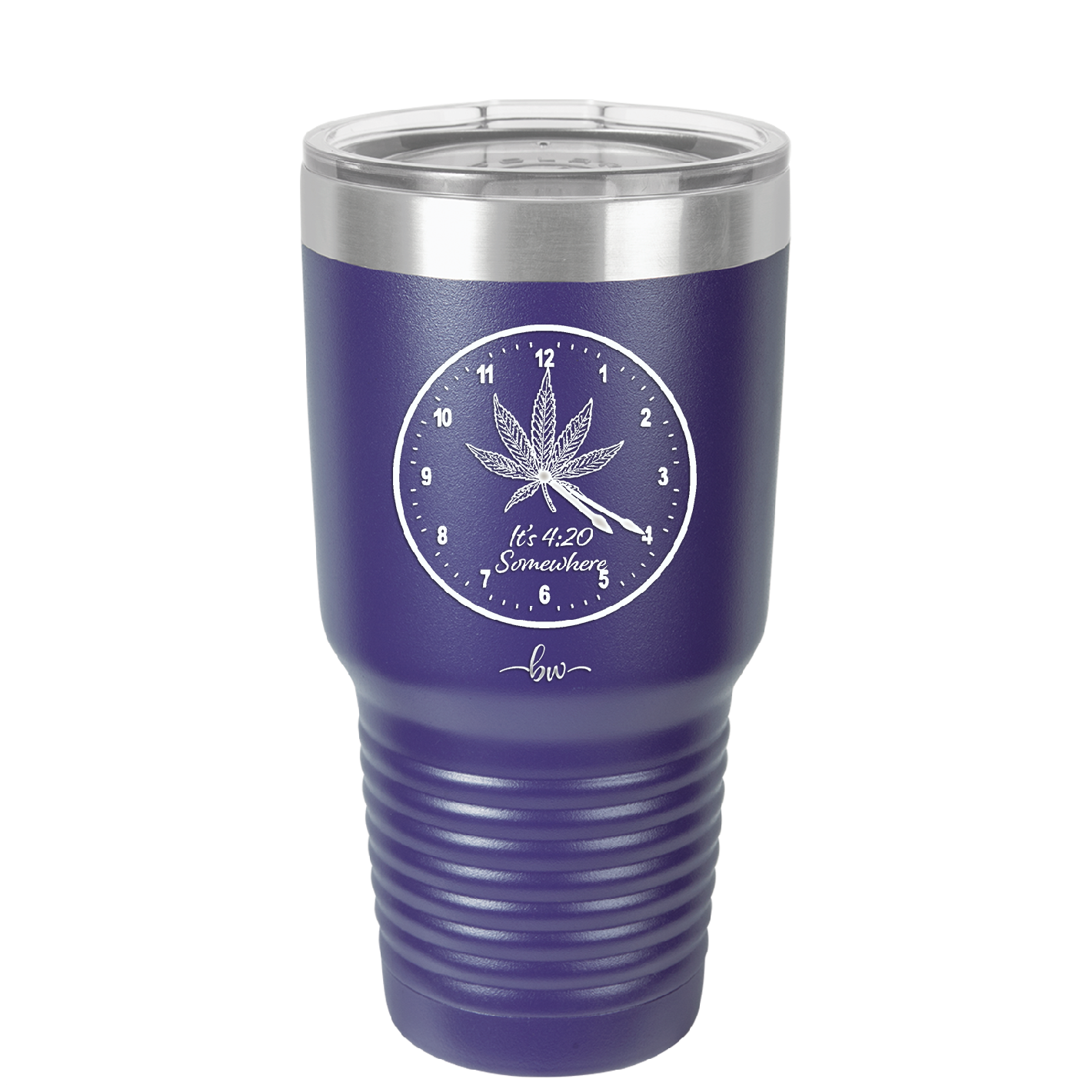 It's 420 Somewhere with Clock - Laser Engraved Stainless Steel Drinkware - 1282 -