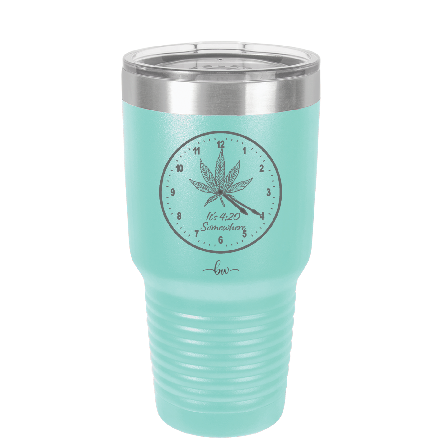 It's 420 Somewhere with Clock - Laser Engraved Stainless Steel Drinkware - 1282 -