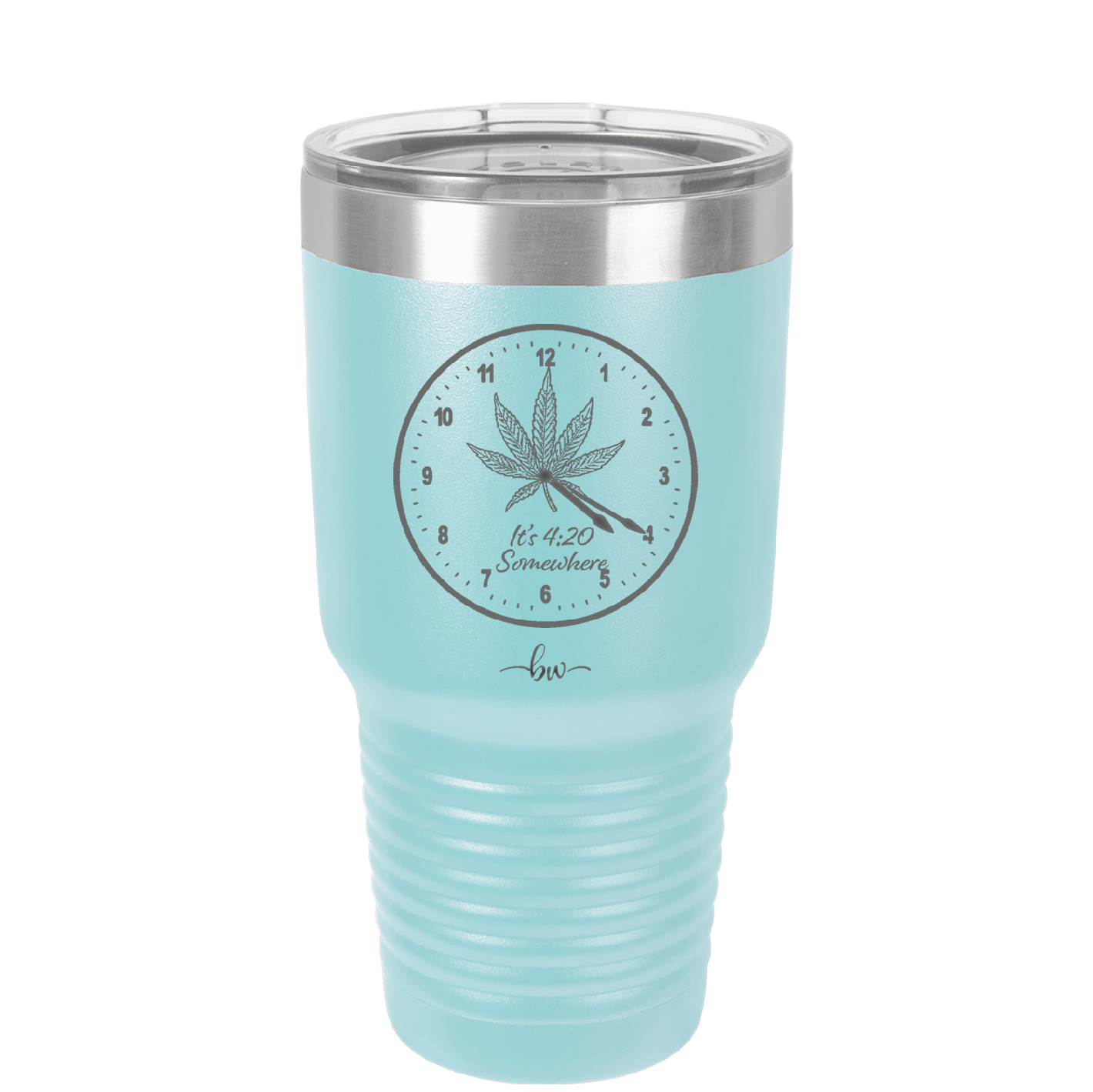 It's 420 Somewhere with Clock - Laser Engraved Stainless Steel Drinkware - 1282 -
