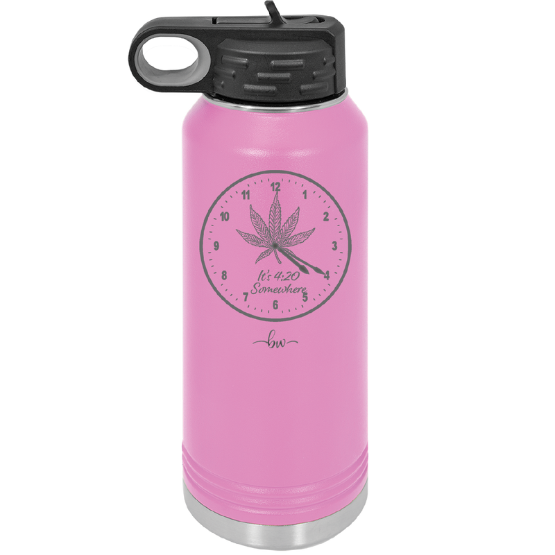 It's 420 Somewhere with Clock - Laser Engraved Stainless Steel Drinkware - 1282 -