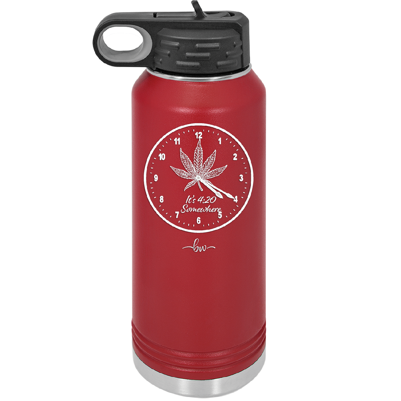 It's 420 Somewhere with Clock - Laser Engraved Stainless Steel Drinkware - 1282 -