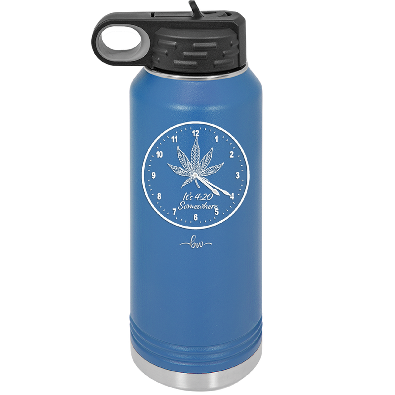 It's 420 Somewhere with Clock - Laser Engraved Stainless Steel Drinkware - 1282 -