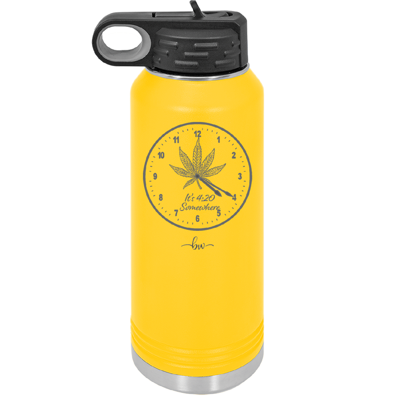 It's 420 Somewhere with Clock - Laser Engraved Stainless Steel Drinkware - 1282 -