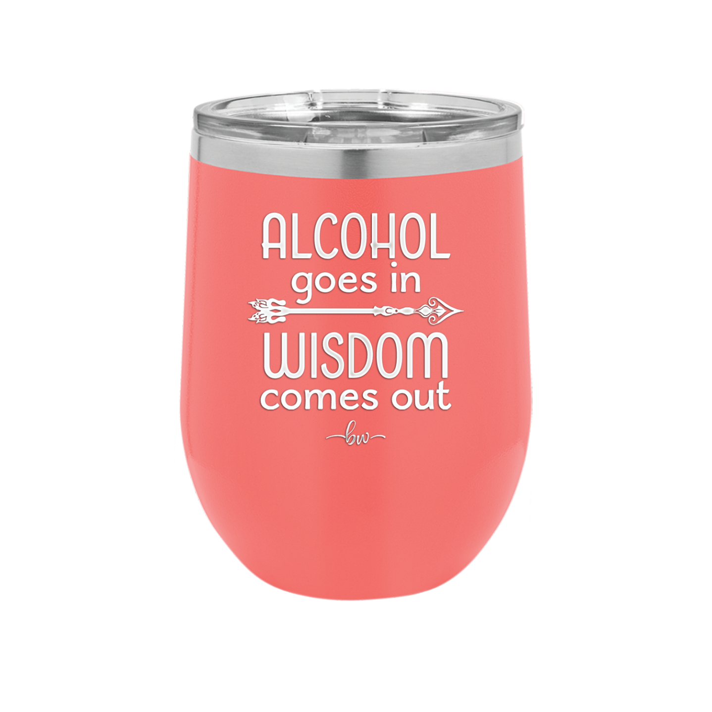 Alcohol Goes in, Wisdom Comes Out - Laser Engraved Stainless Steel Drinkware - 1309 -
