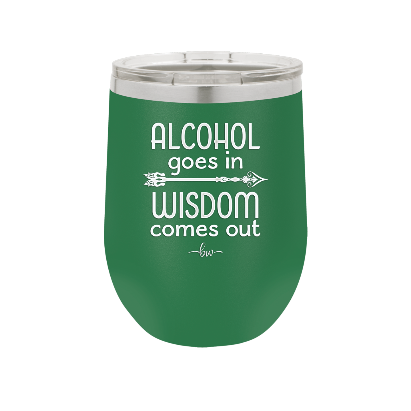 Alcohol Goes in, Wisdom Comes Out - Laser Engraved Stainless Steel Drinkware - 1309 -