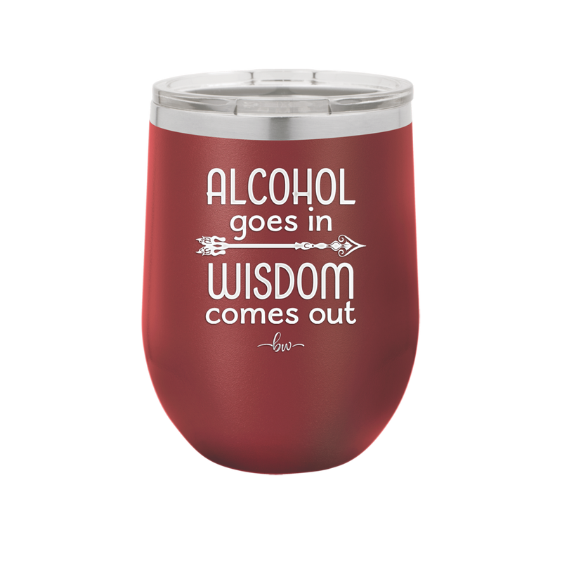Alcohol Goes in, Wisdom Comes Out - Laser Engraved Stainless Steel Drinkware - 1309 -