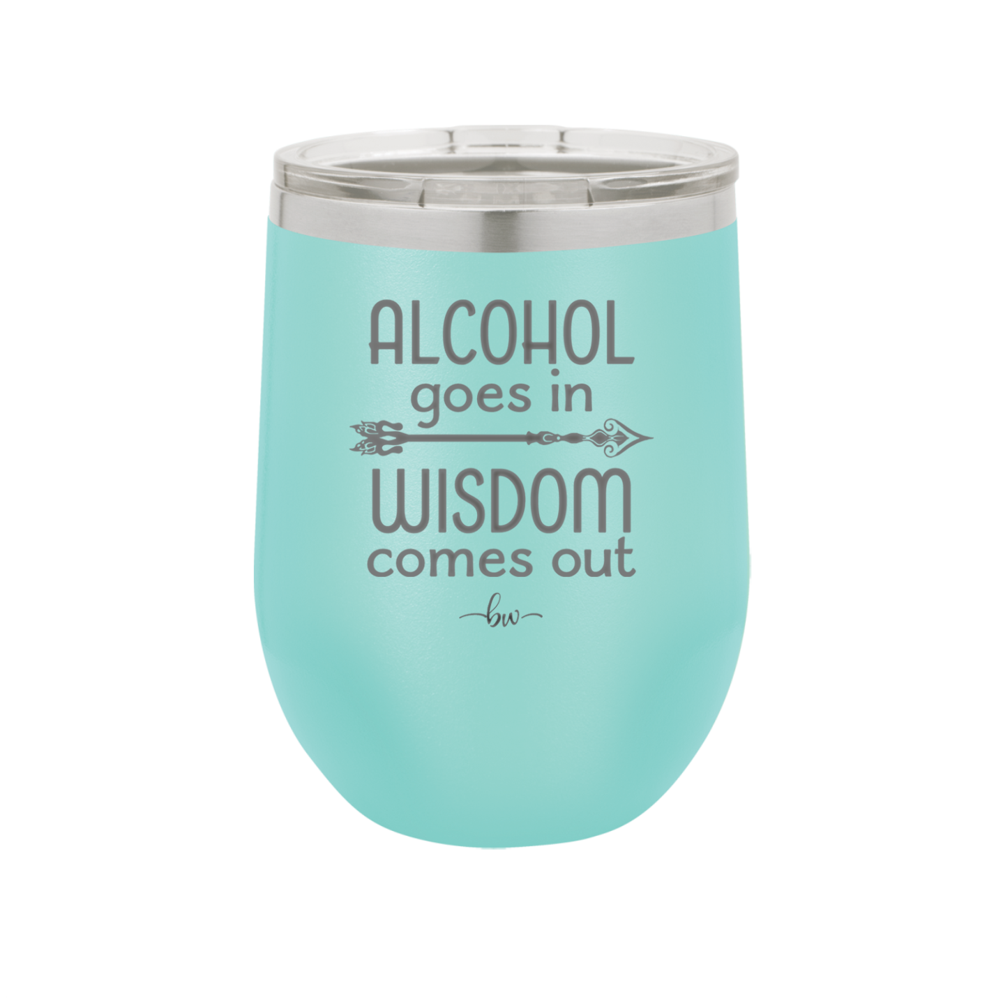 Alcohol Goes in, Wisdom Comes Out - Laser Engraved Stainless Steel Drinkware - 1309 -