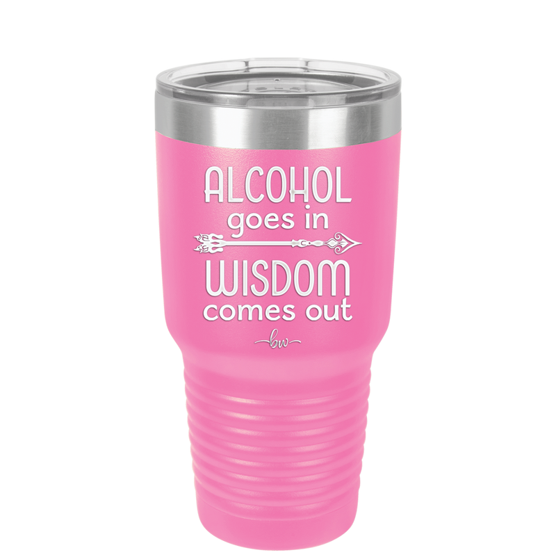 Alcohol Goes in, Wisdom Comes Out - Laser Engraved Stainless Steel Drinkware - 1309 -