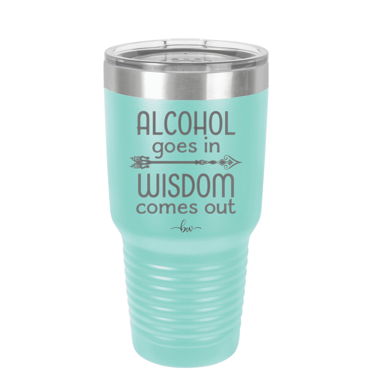 Alcohol Goes in, Wisdom Comes Out - Laser Engraved Stainless Steel Drinkware - 1309 -