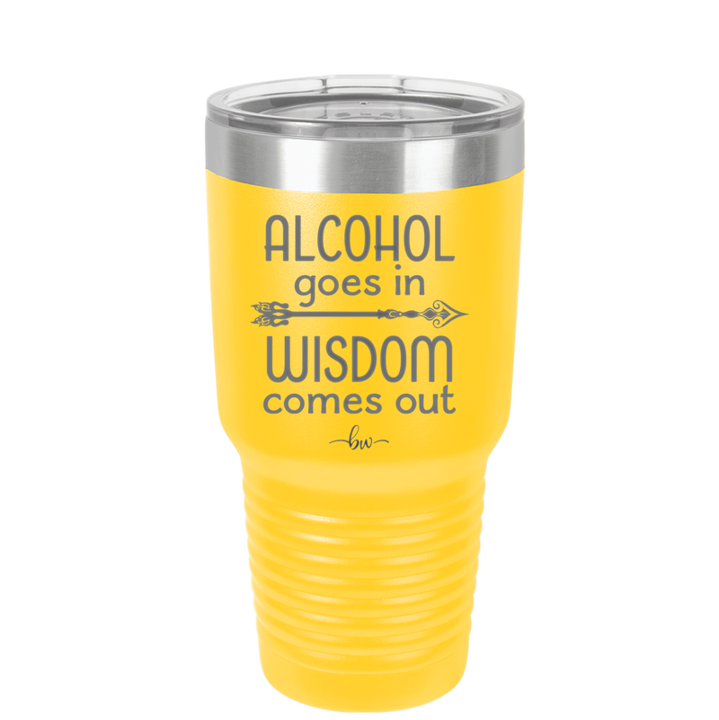 Alcohol Goes in, Wisdom Comes Out - Laser Engraved Stainless Steel Drinkware - 1309 -
